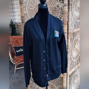 Vintage A+ School Blue Button-Up Cardigan_Med